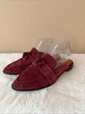 Lucky Brand Women’s Burgundy Suede Knot-Trim Mules
